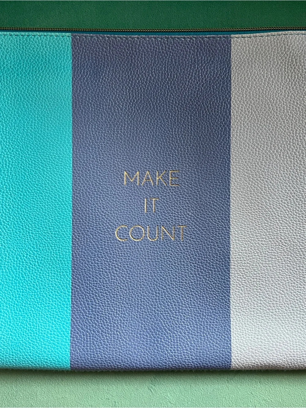 Make It Count Striped Decorative Computer Bag- Blue, Teal, Gray